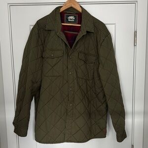 Roots Olive Green Quilted Shirt Jacket